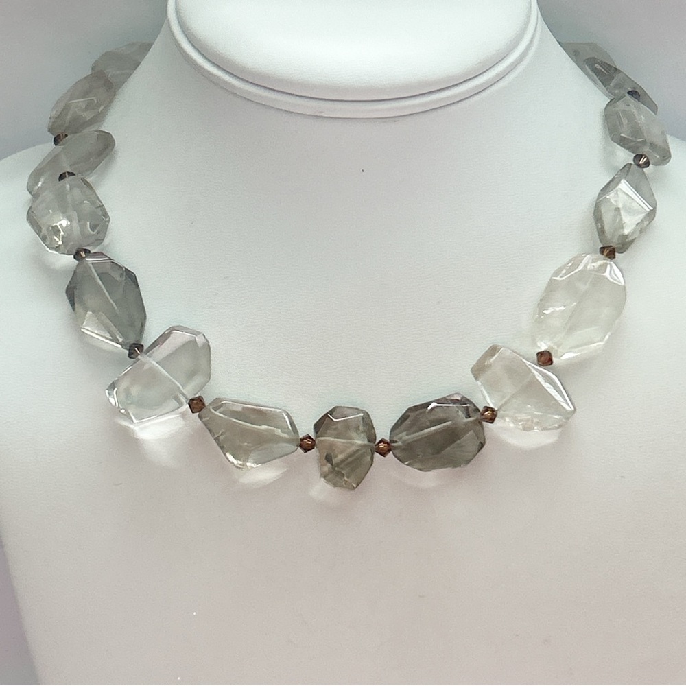 Chunky Quartz Statement Sterling Silver Necklace - image 2